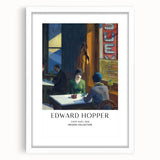Abstract art print featuring a minimalist Edward Hopper design in muted tones, framed with a white mat.
