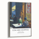 Framed canvas featuring a vintage Edward Hopper landscape painting in muted colors.
