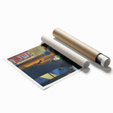 Extra large rolled print featuring a floral art design in soft pastel shades.