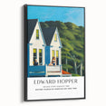 Black and white vintage poster art of a landscape on framed canvas, ideal for bedroom wall decor.