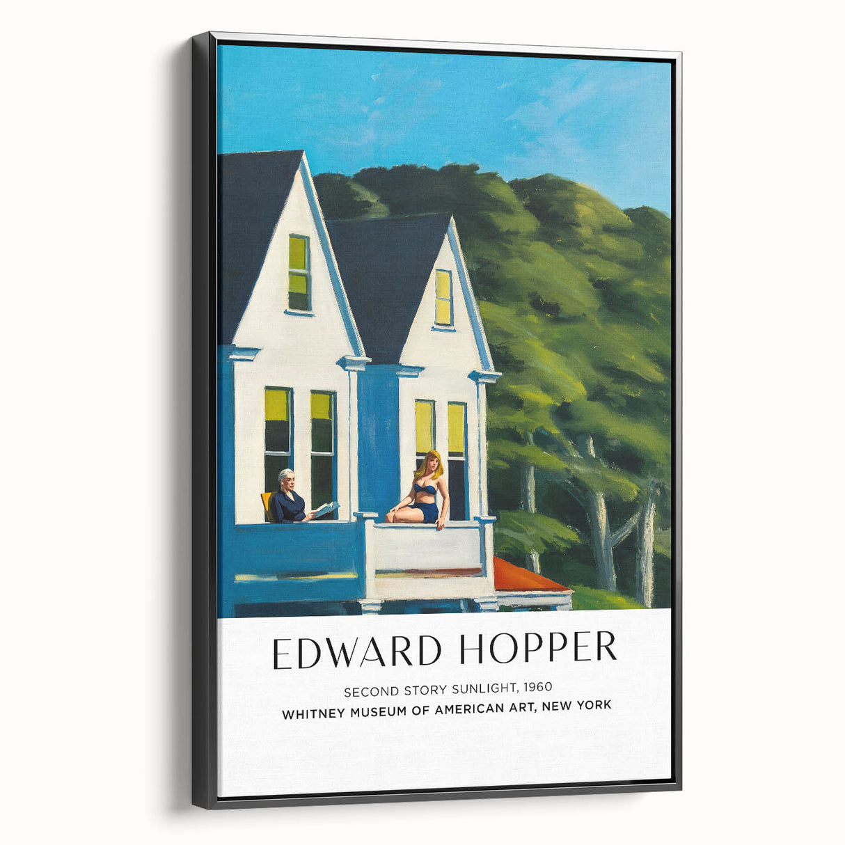 Black and white vintage poster art of a landscape on framed canvas, ideal for bedroom wall decor.
