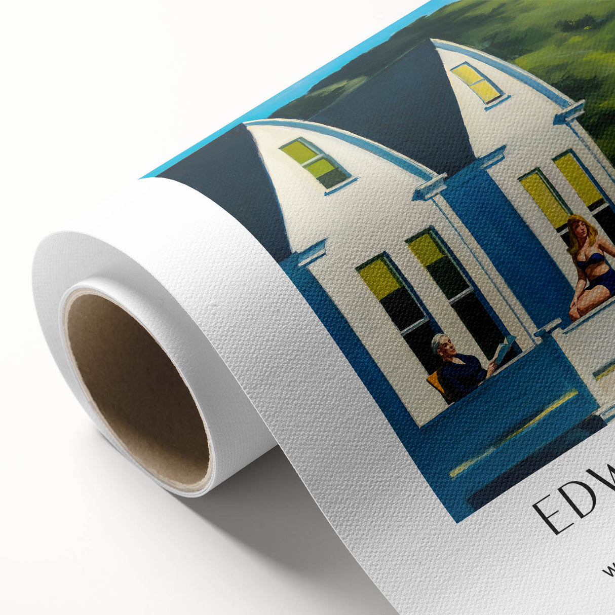 Art deco poster of a serene landscape in soft pastel shades on rolled canvas, ideal for nursery wall art.
