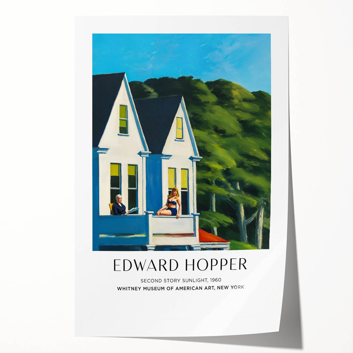 Edward Hopper inspired floral art on a rolled print, featuring soft pastel colors.