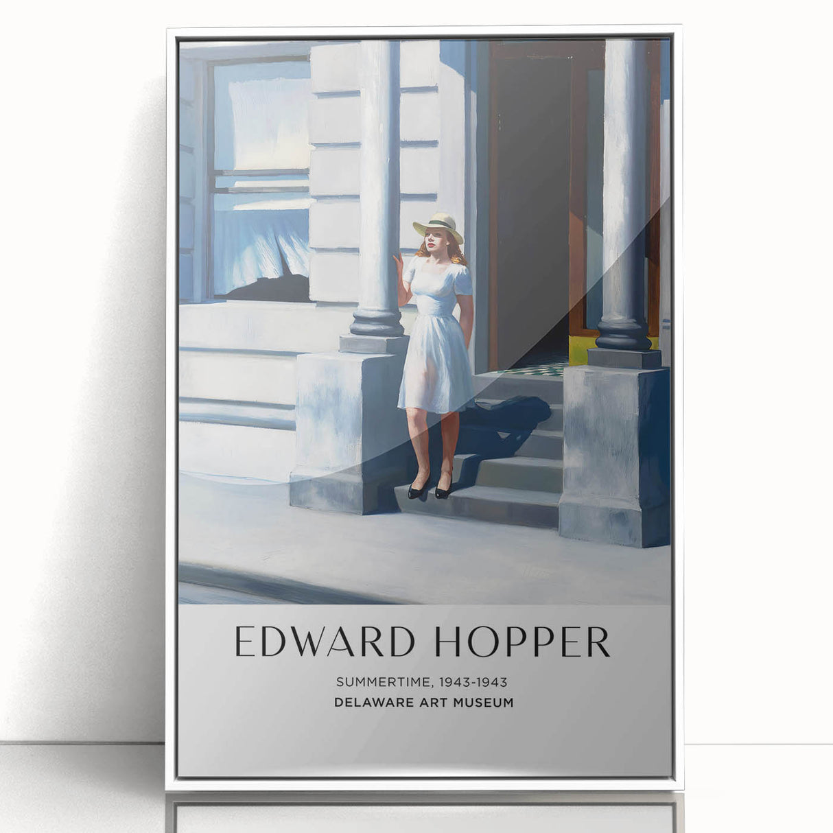 Modern art acrylic print featuring an Edward Hopper design in muted colors, ideal for nursery wall decor.