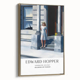 Edward Hopper-inspired landscape painting on framed canvas with muted earth tones, ideal for bedroom wall art.