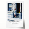 Edward Hopper-inspired floral print on rolled canvas, using muted earth tones, ideal for art wall dining room.