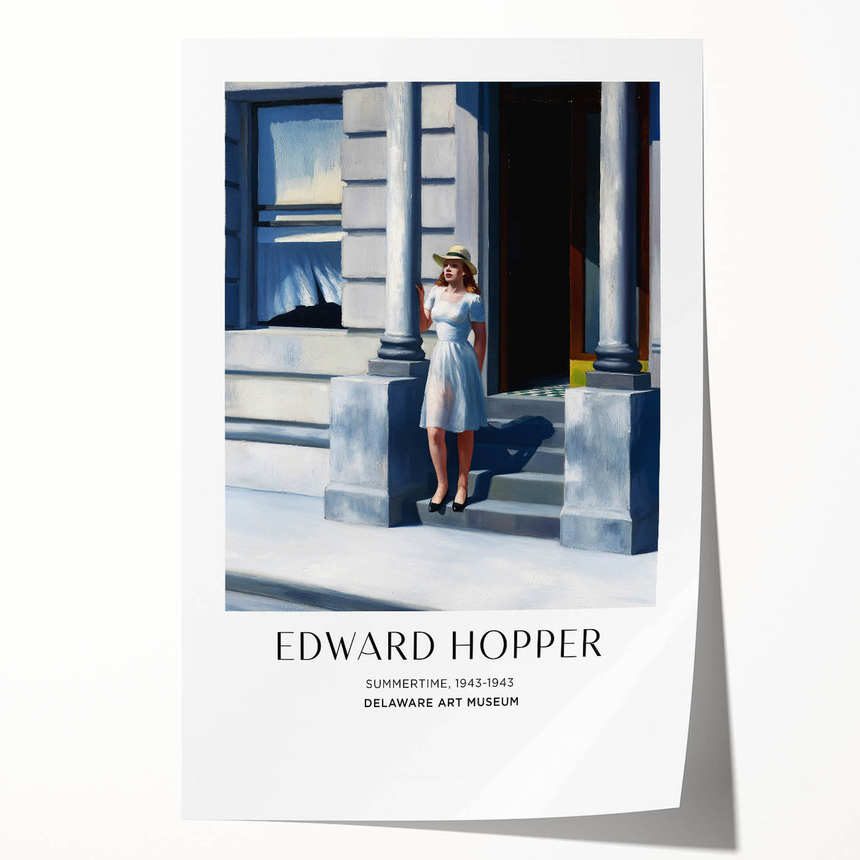 Edward Hopper-inspired floral print on rolled canvas, using muted earth tones, ideal for art wall dining room.