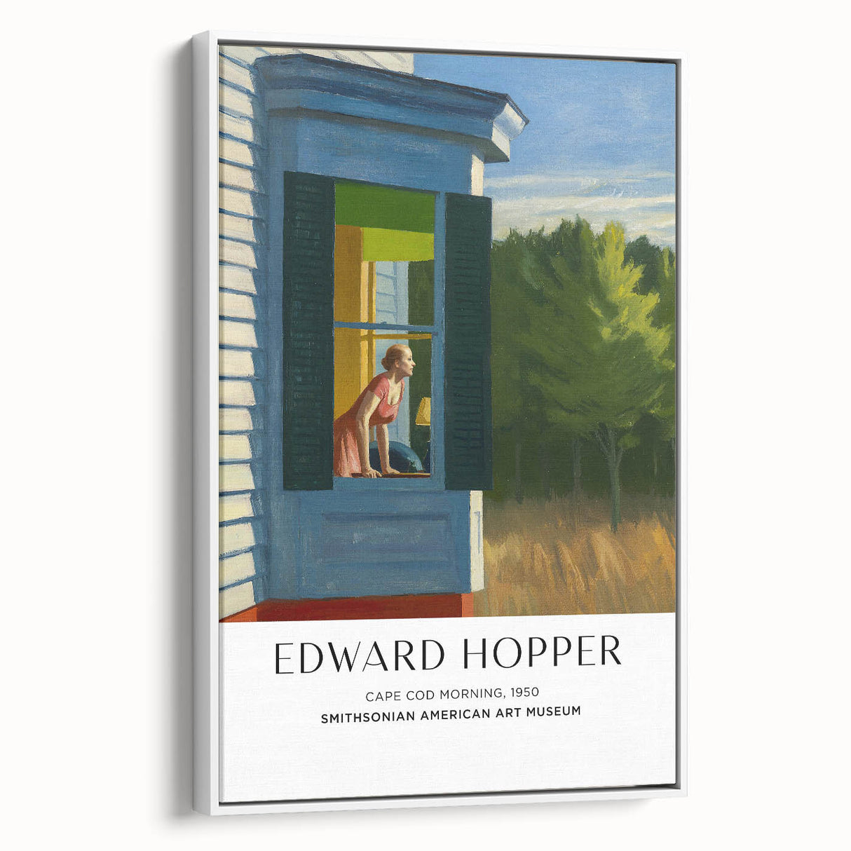 Vintage poster art featuring Edward Hopper design on a large framed canvas with colorful accents.