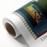 Art deco style poster featuring a serene landscape, in soft pastel colors on rolled canvas, suitable for nursery wall art.