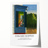Edward Hopper-inspired rolled print featuring a floral motif in subdued hues, suitable for dining room or bathroom walls.