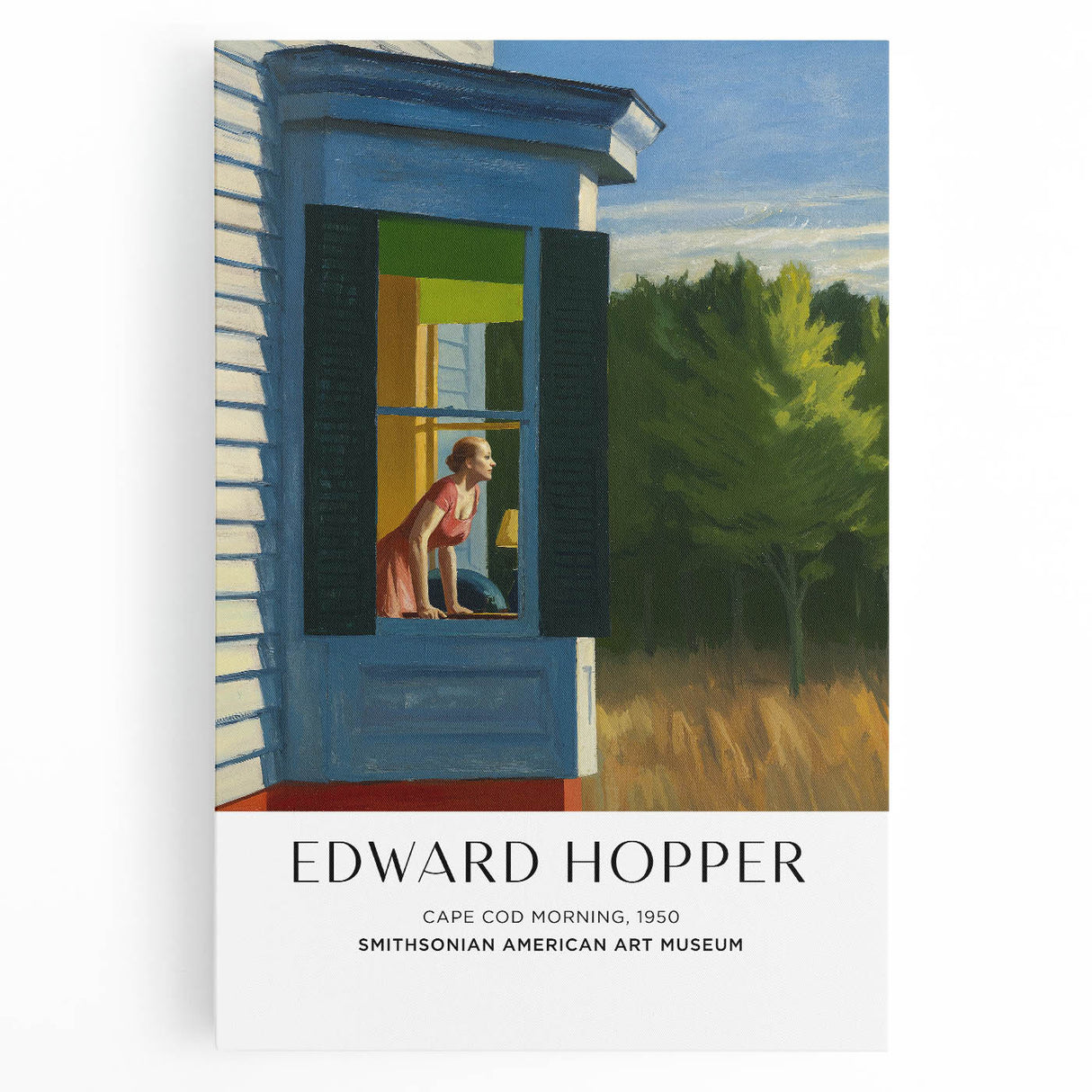 Large black and white Edward Hopper-style canvas featuring a minimalist urban scene, ideal for kitchen wall art.