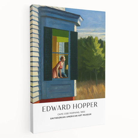 Edward Hopper-inspired stretched canvas featuring a realistic diner scene in muted colors, suitable for kitchen wall art.