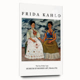 Acrylic print of a large abstract depiction of Frida Kahlo in vibrant colors, suitable for bedroom or dining room art.