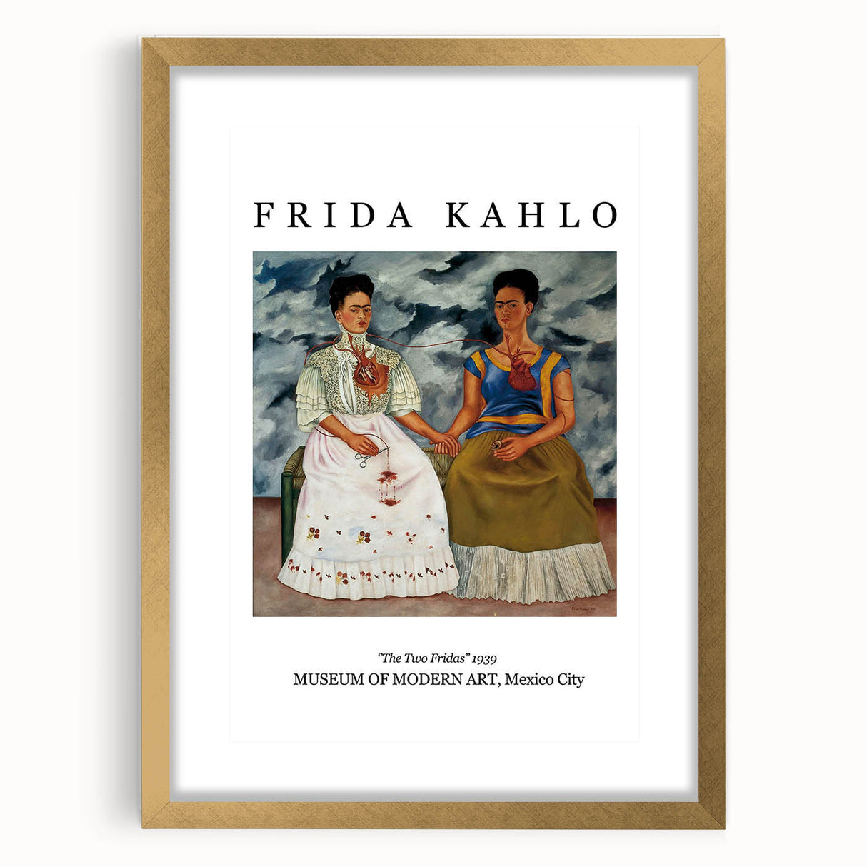 Extra large wall art featuring a textured abstract print of Frida Kahlo in muted gold and black tones.