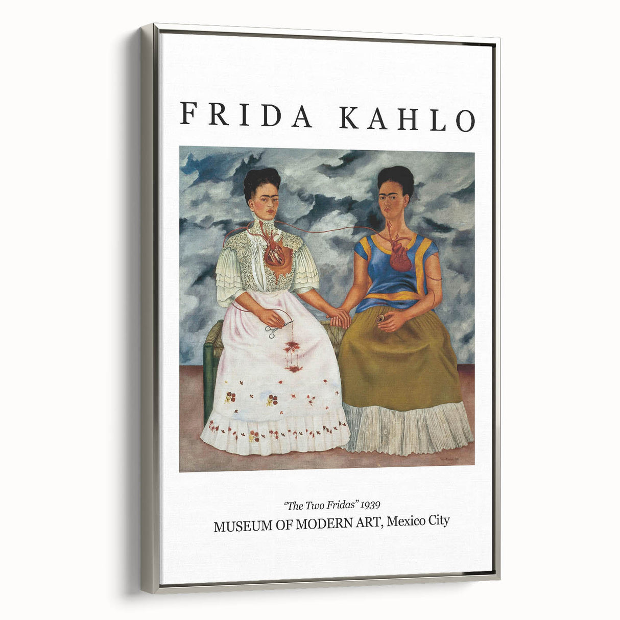 Framed canvas featuring a colorful, abstract interpretation of Frida Kahlo, ideal for adding a vibrant touch to any room.