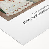 Art deco poster of Frida Kahlo with vibrant colors on rolled canvas, suitable for dining room decor.