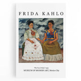Black and white abstract portrait of Frida Kahlo on a large stretched canvas, ideal for kitchen wall art.