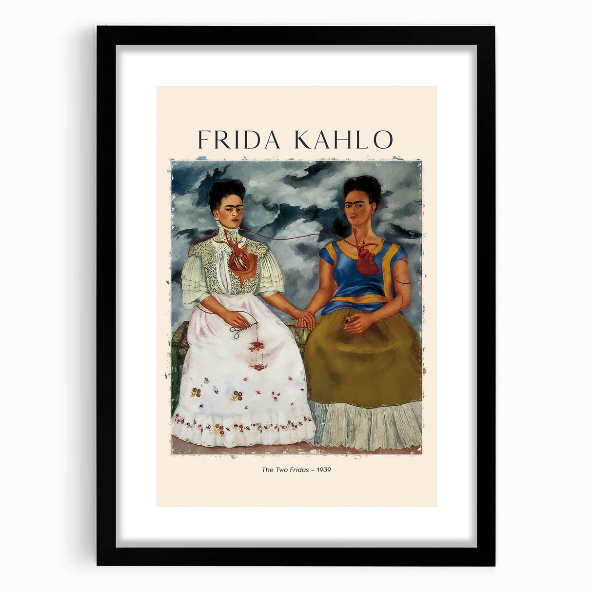 Extra large canvas featuring a colorful, abstract portrait of Frida Kahlo with textured details, ideal for living room decor.