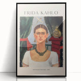 Large abstract wall art featuring a stylized Frida Kahlo in muted tones on a framed acrylic print.