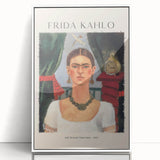 Acrylic print of a modern art depiction of Frida Kahlo in monochrome tones, ideal for nursery wall art.