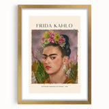 Extra large wall art featuring an abstract print of Frida Kahlo in textured gold, ideal for living room decor.
