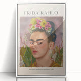 Framed acrylic print of a contemporary Frida Kahlo portrait in monochrome, ideal for modern art wall decor.
