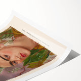 Extra large wall art featuring a line art depiction of Frida Kahlo with floral motifs in monochrome.
