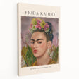 Contemporary Frida Kahlo portrait in vibrant colors on stretched canvas, suitable for kitchen wall art.