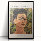 Large abstract wall art featuring a modernist Frida Kahlo portrait in black and white tones, framed acrylic.