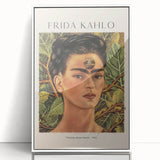 Acrylic print of a contemporary Frida Kahlo portrait in monochrome, ideal for modern art wall decor.