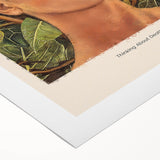 Art deco poster of Frida Kahlo in monochrome tones, rolled canvas, suitable for dining room wall art.