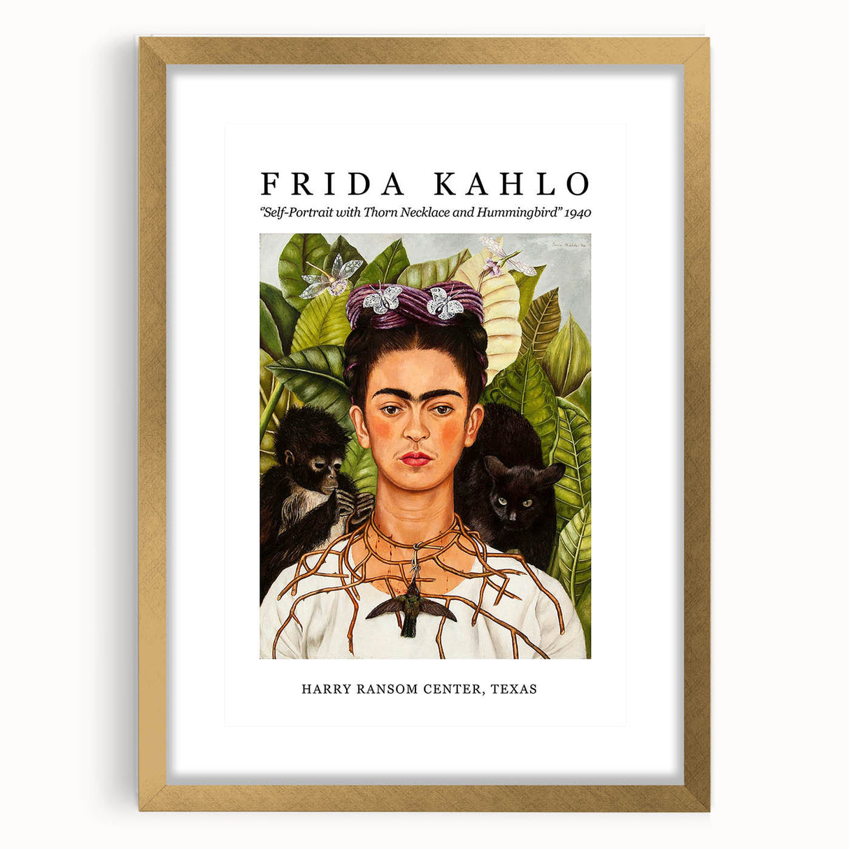 Extra large wall art featuring an abstract depiction of Frida Kahlo in textured tones of gold and black.