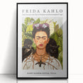 Large abstract wall art featuring a stylized Frida Kahlo portrait in muted tones on a framed acrylic.