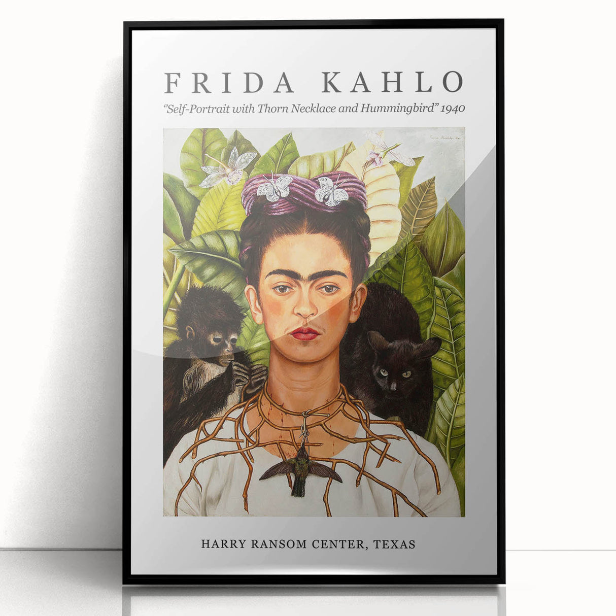 Large abstract wall art featuring a stylized Frida Kahlo portrait in muted tones on a framed acrylic.