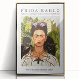 Frida Kahlo-inspired portrait in bold colors on a gold-framed acrylic, suitable for modern art wall decor.