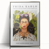 Mid-century modernist art of Frida Kahlo in silver acrylic frame, ideal for nursery wall art.