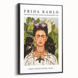 Black and white framed canvas of Frida Kahlo in a minimalist style, ideal for bedroom wall art.