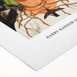 Art deco poster of Frida Kahlo in muted colors on rolled canvas, suitable for dining room wall art.