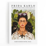 Black and white portrait of Frida Kahlo on stretched canvas, ideal for kitchen wall art.