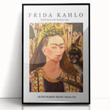 Large abstract wall art featuring a stylized Frida Kahlo in bold black and white tones, framed acrylic.
