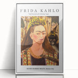 Modern art wall decor featuring a contemporary Frida Kahlo design in muted colors, acrylic framed.