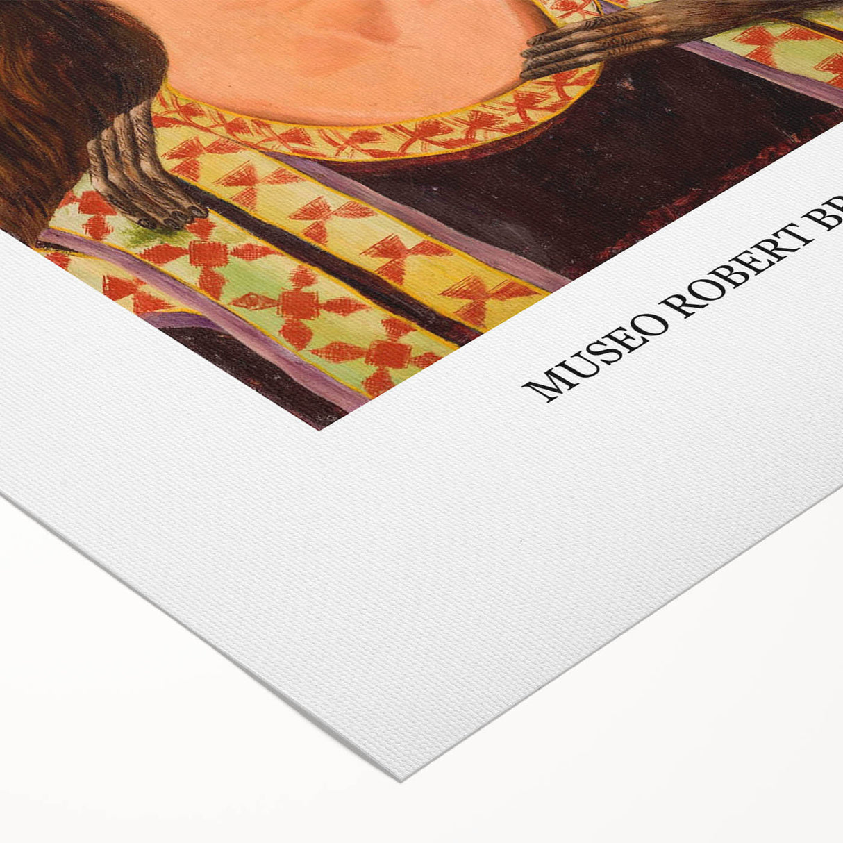 Art deco poster featuring a stylized portrait of Frida Kahlo in bold colors, ideal for dining room wall art.