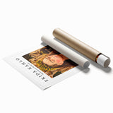 Extra large wall art featuring a contemporary Frida Kahlo portrait with vivid floral elements on a rolled print.