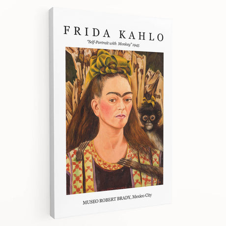 Contemporary Frida Kahlo portrait in vibrant colors on stretched canvas, ideal for kitchen wall art.