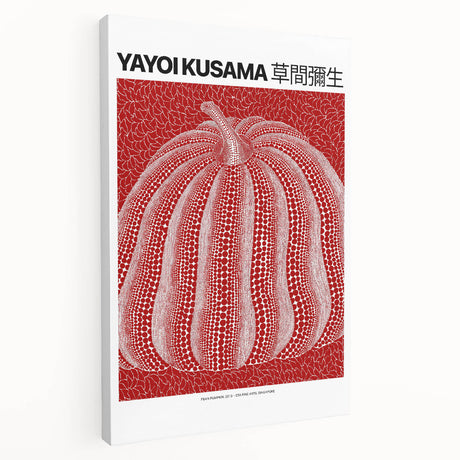 Avant-garde Yayoi Kusama inspired art on stretched canvas featuring polka dots and bright colors, ideal for kitchen wall art.