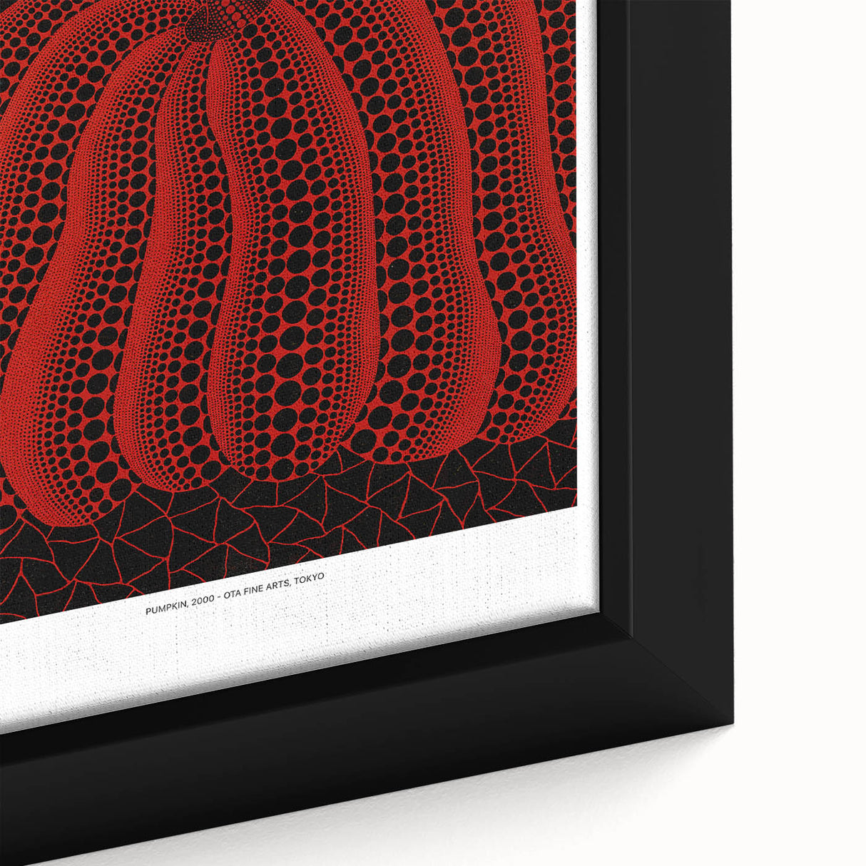 Extra large black wall art featuring a Yayoi Kusama-inspired avant-garde design with colorful.