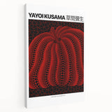 Large art featuring Yayoi Kusama's avant-garde design on stretched canvas, ideal for kitchen wall art.