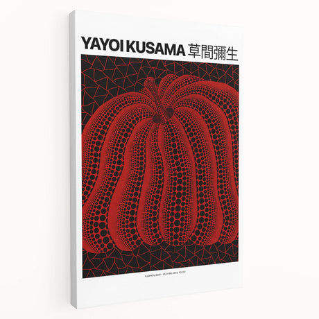 Large art featuring Yayoi Kusama's avant-garde design on stretched canvas, ideal for kitchen wall art.