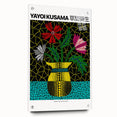 Large abstract wall art on acrylic glass depicting avant-garde Yayoi Kusama designs in vibrant colors.
