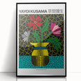 Large abstract wall art featuring polka dots and bold colors on a black acrylic frame, suitable for modern art wall decor.